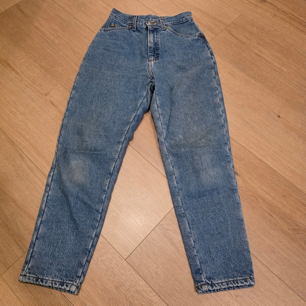 Vintage LL Bean Flannel Lined Jeans Womens 4 PET Medium Wash High Rise USA Made